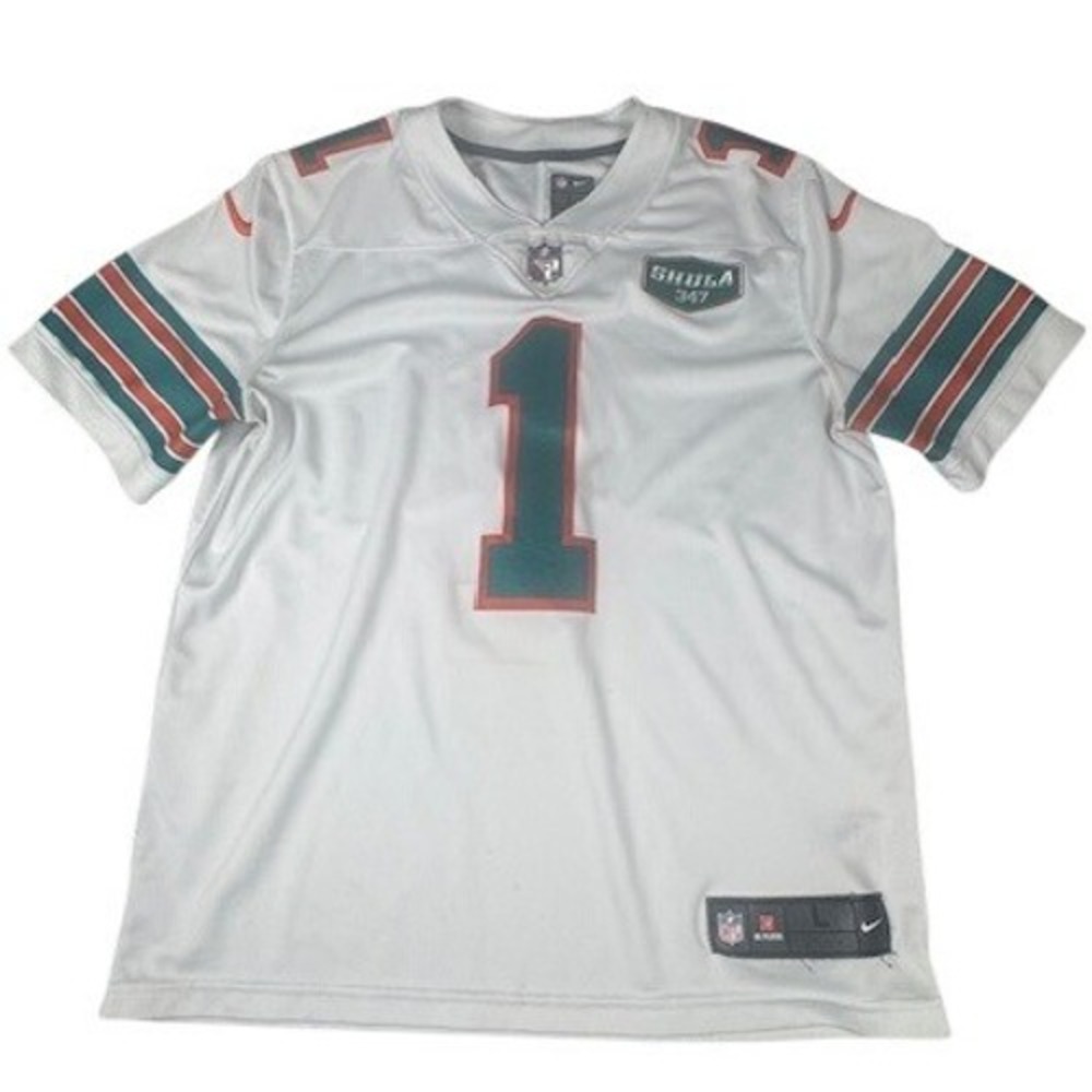 Miami Dolphins Tua Tagovailoa #1 Nike Jersey Men's L White Alternate Shula Patch